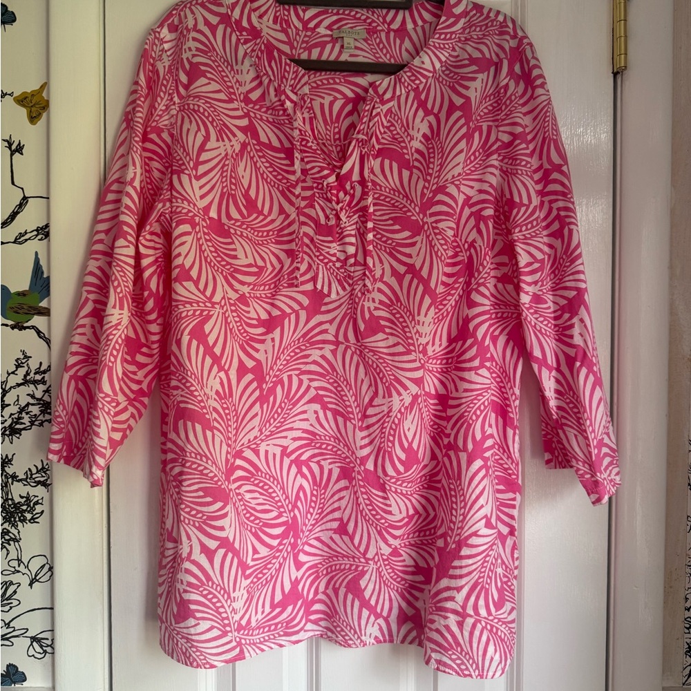 Talbots Tropic Pink and White Tunic- XL
